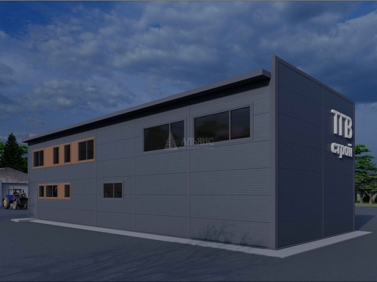 3D визуализация Здание АБК из сэндвич-панелей - фото 4