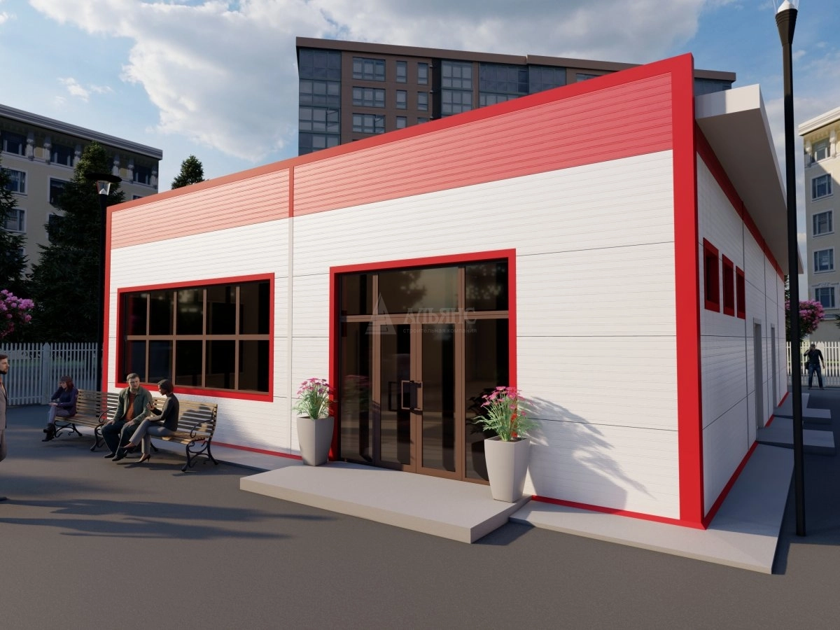 3D визуализация Кафе из сэндвич-панелей - фото 1