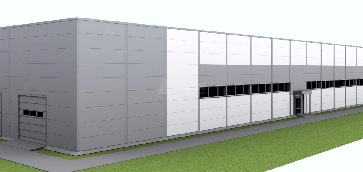 3D визуализация Производственное здание с АБК из сэндвич-панелей - фото 2
